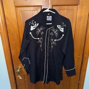 Miller Western Embroidered Black Snap Shirt